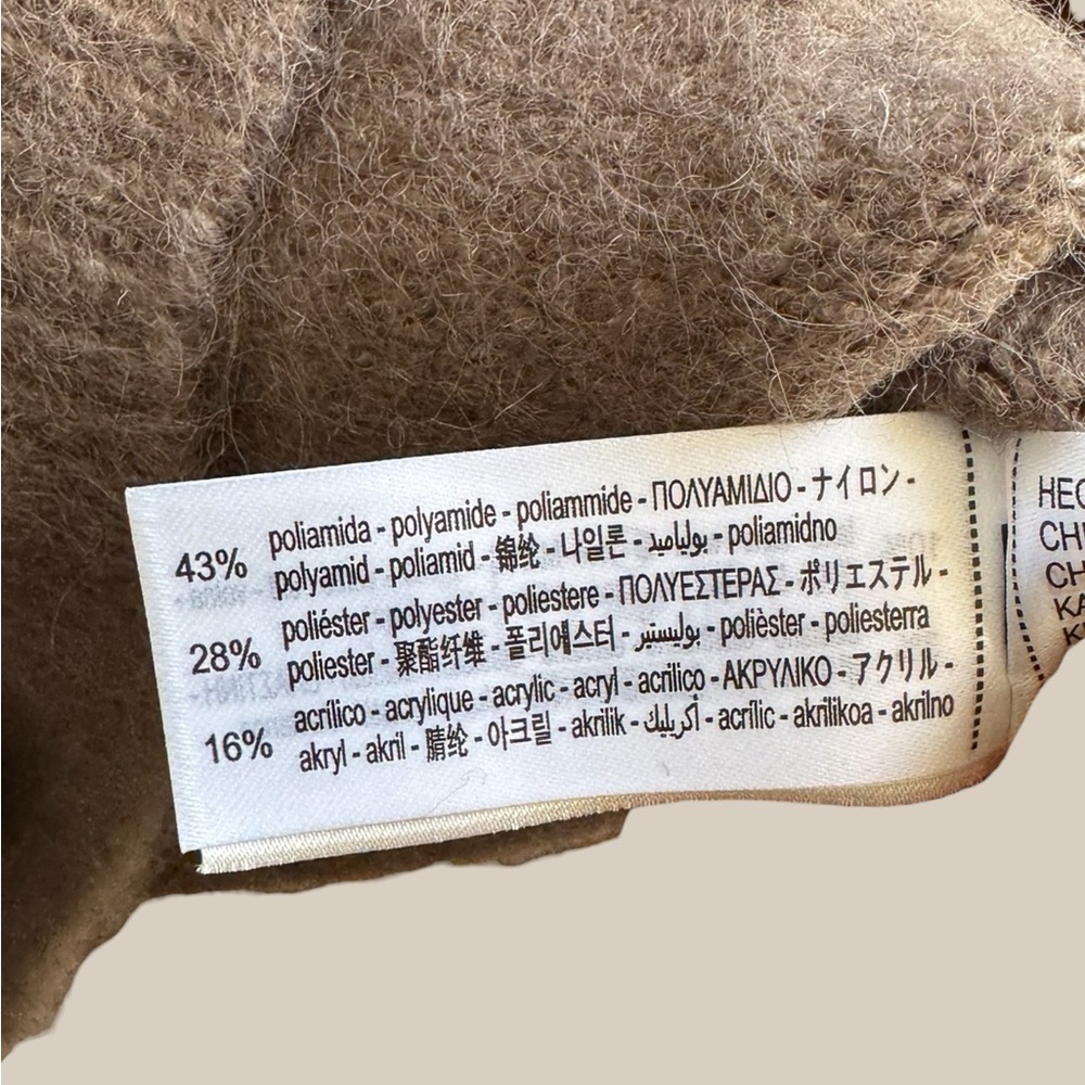 Zara Off-the-Shoulder Wool-Blend Sweater in Brown with Decorative Pin - Picture 3 of 3